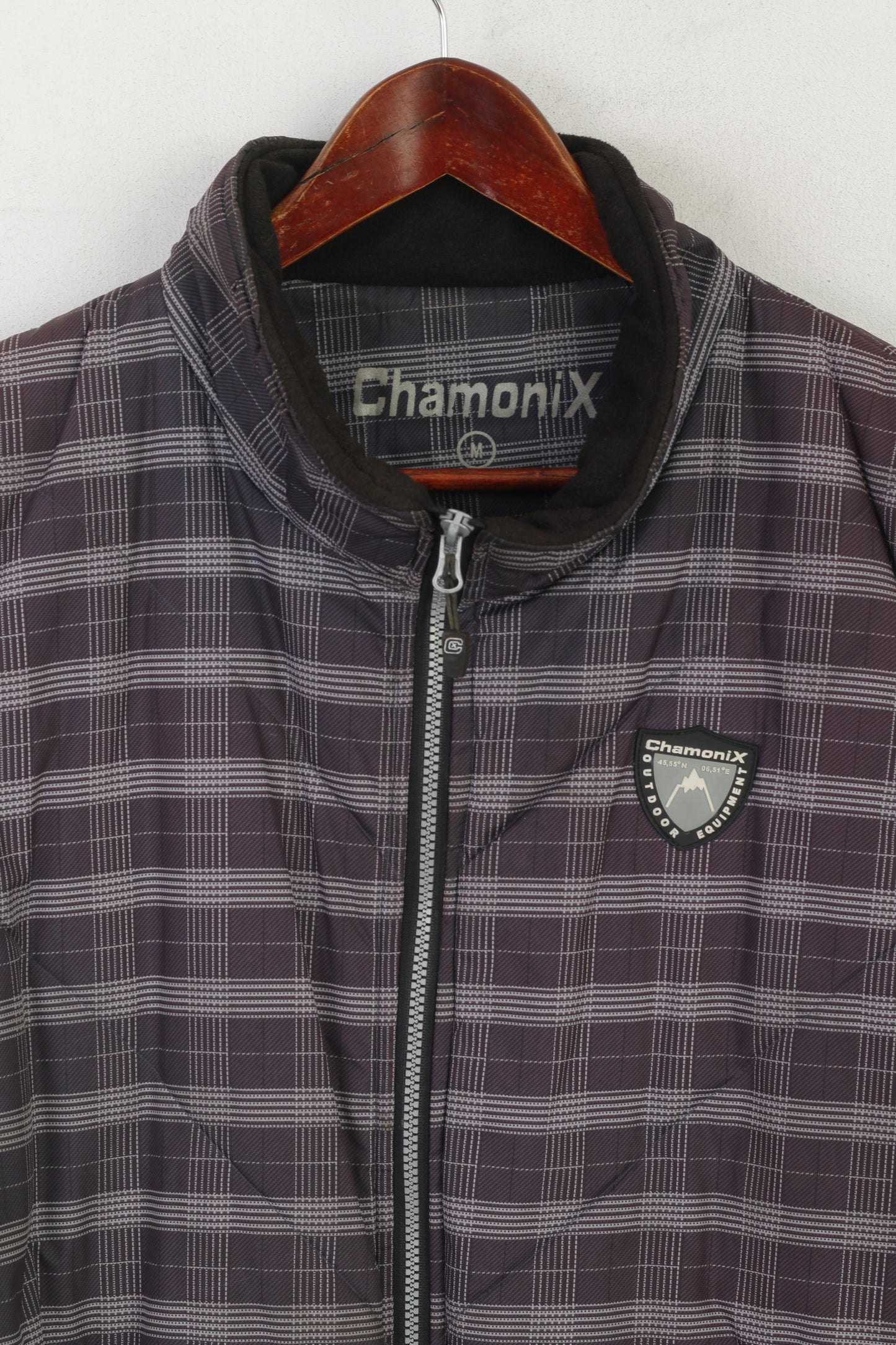 Chamonix Hommes M Bodywarmer Violet Check Fill Zip Rembourré Outdoor Sport Vest