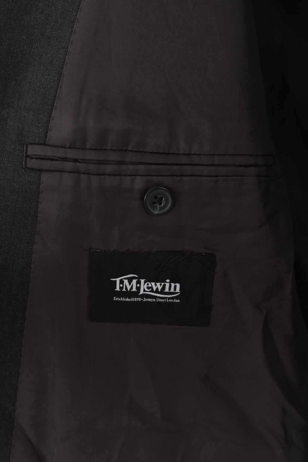 TM Lewin Men 48 58 Blazer Charcoal Wool Single Breasted Long Jacket