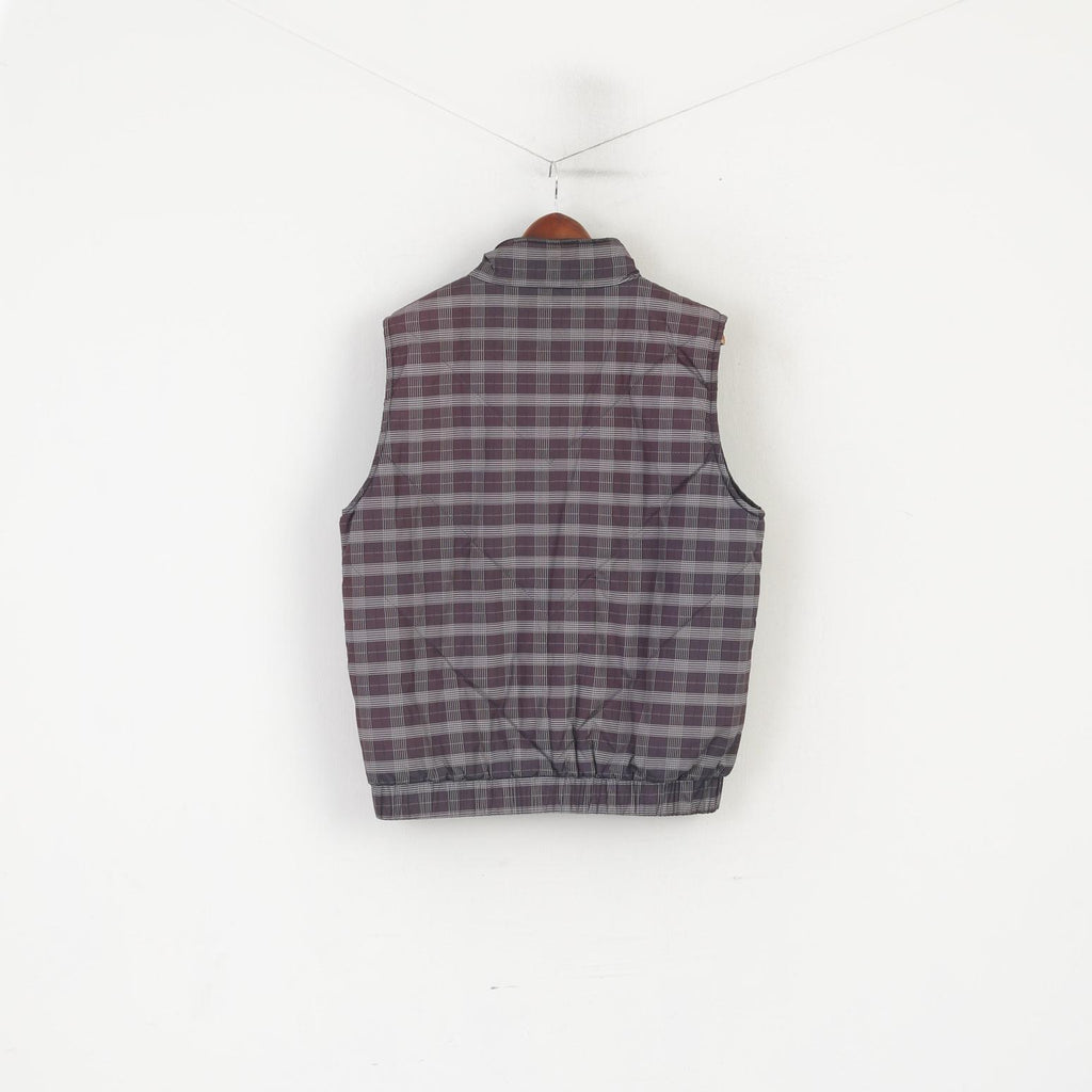 Chamonix Men M Bodywarmer Purple Check Fill Zip Padded Outdoor Sport Vest