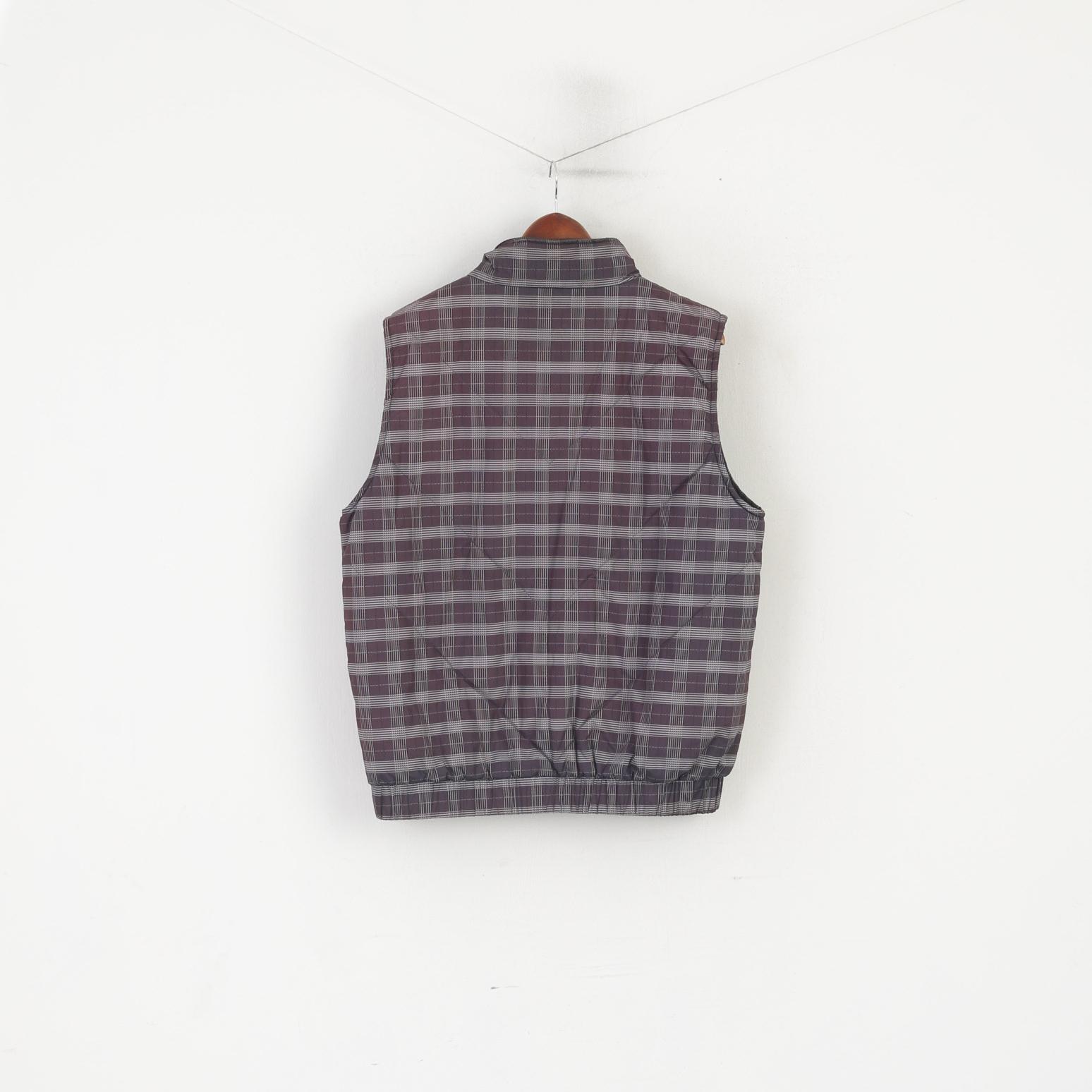 Chamonix Men M Bodywarmer Purple Check Fill Zip Padded Outdoor Sport Vest