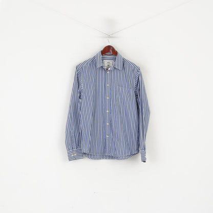 Big Star Men S Casual Shirt Blue Cotton Striped Normal Fit Long Sleeve Top