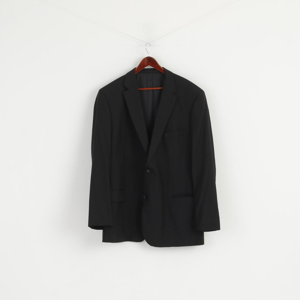 Hugo Boss Uomo 52 L 122 Blazer Nero 100% Lana Giacca Pavese2 monopetto