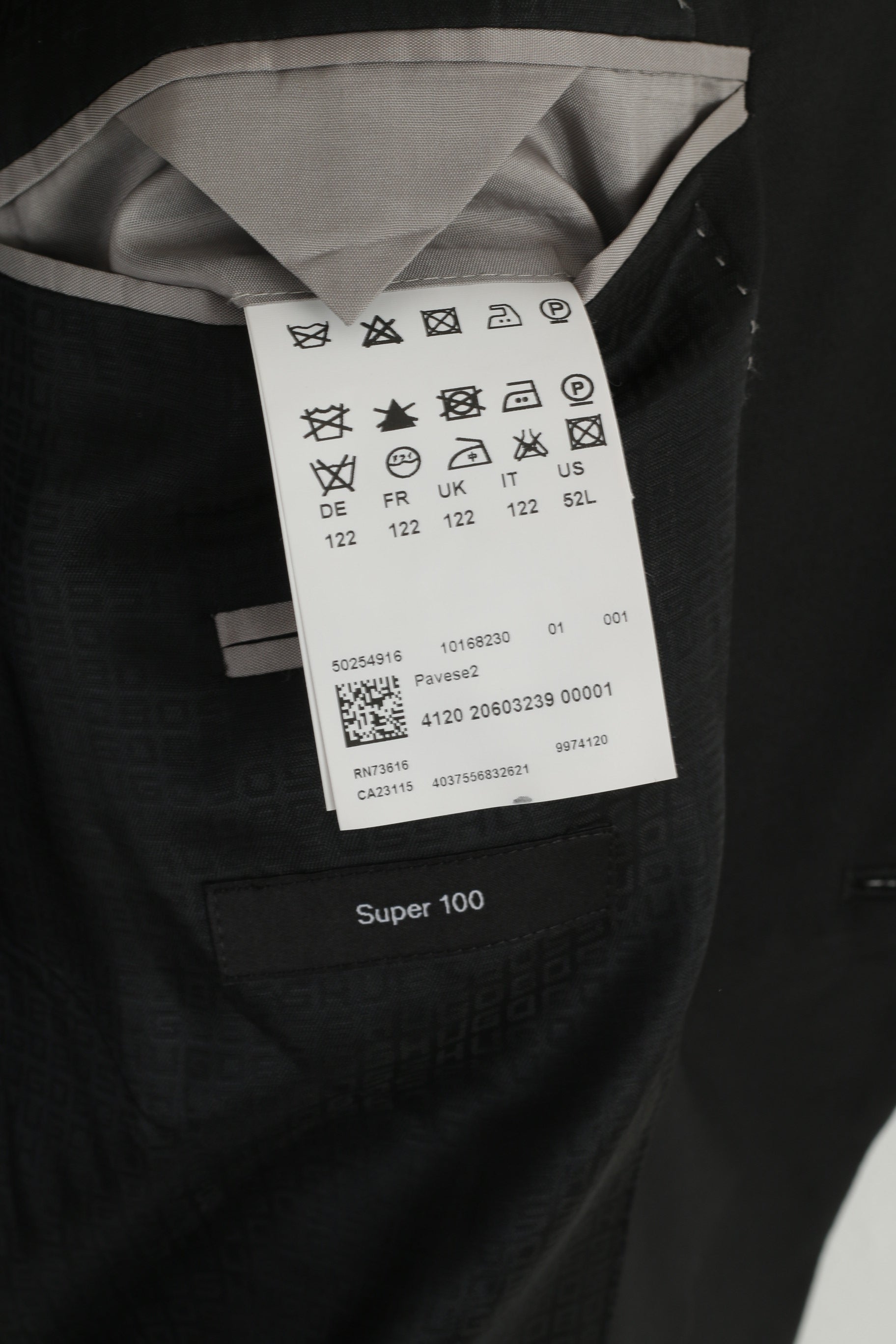 Hugo Boss Uomo 52 L 122 Blazer Nero 100% Lana Giacca Pavese2 monopetto