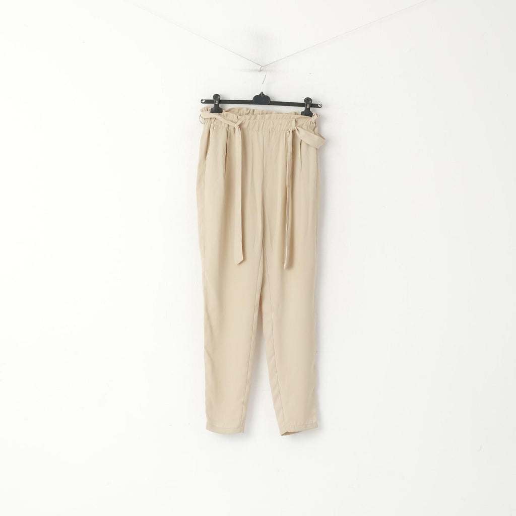 Pantaloni Bik Bok da donna M Pantaloni classici eleganti con cintura a vita alta beige lucido