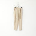 Bik Bok Women M Trousers Beige Shiny High Waist Belt Classic Elegant Pants