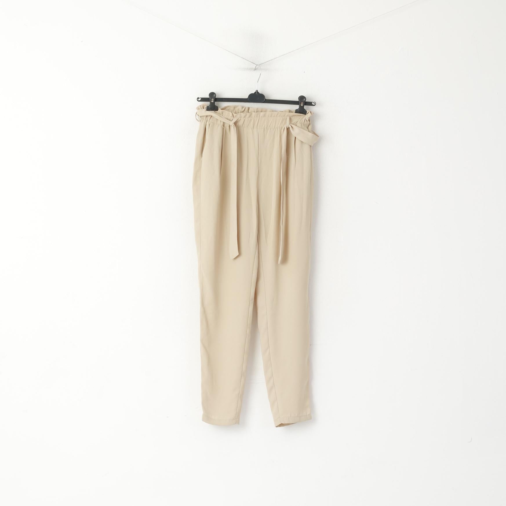 Pantaloni Bik Bok da donna M Pantaloni classici eleganti con cintura a vita alta beige lucido