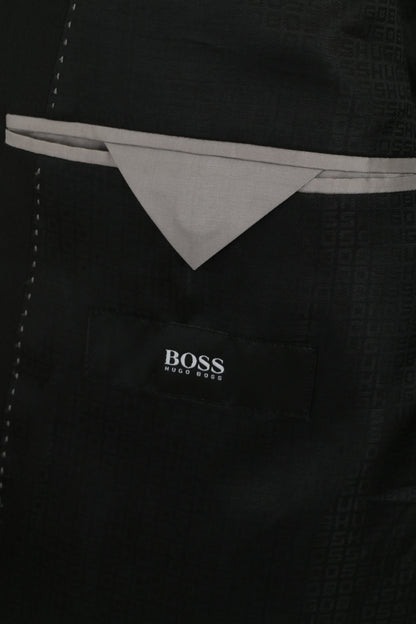 Hugo Boss Men 52 L 122 Blazer Black 100% Wool Single Breasted Pavese2 Jacket