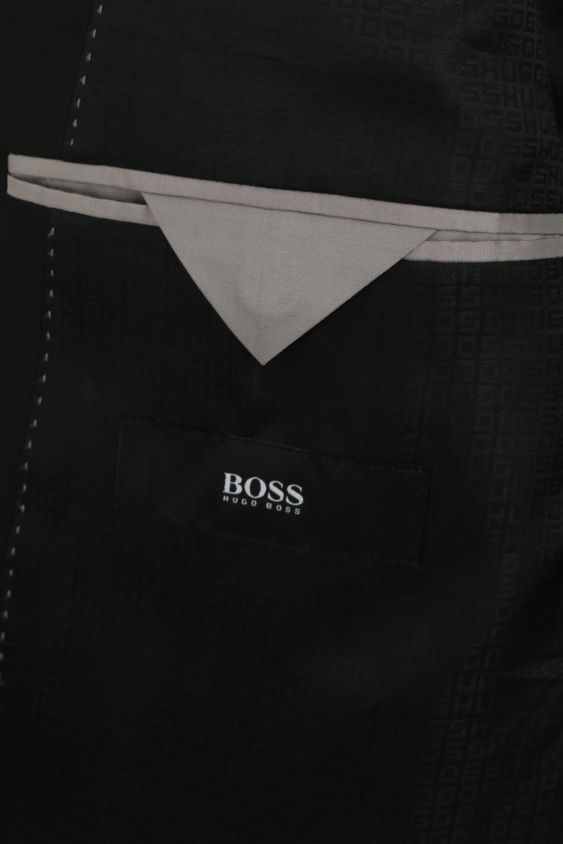 Hugo Boss Uomo 52 L 122 Blazer Nero 100% Lana Giacca Pavese2 monopetto