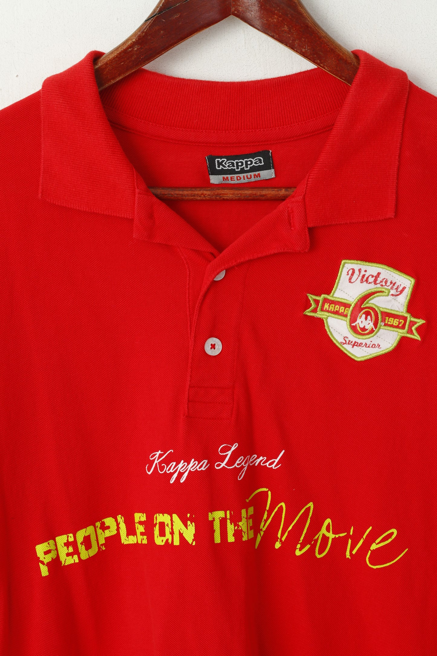 Kappa Legend Men M Polo Shirt Red Cotton Victory Superior Classic Top