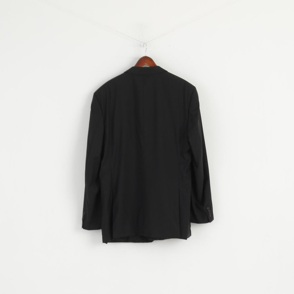 Hugo Boss Uomo 52 L 122 Blazer Nero 100% Lana Giacca Pavese2 monopetto