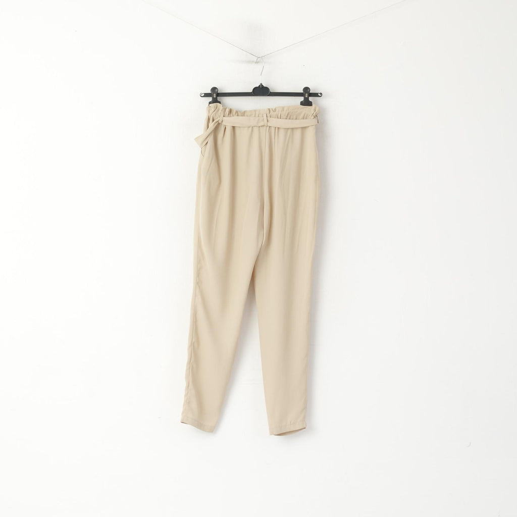 Pantaloni Bik Bok da donna M Pantaloni classici eleganti con cintura a vita alta beige lucido