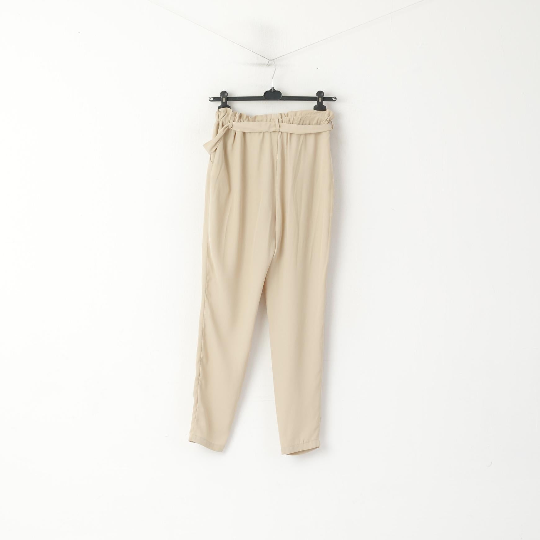 Pantaloni Bik Bok da donna M Pantaloni classici eleganti con cintura a vita alta beige lucido