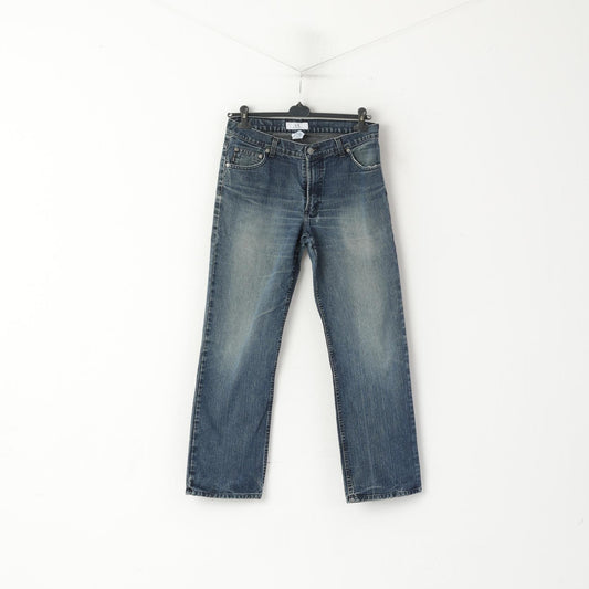 Armani Exchange Uomo 32 Jeans Pantaloni Navy Cotton AX Easy Fit Pantaloni dritti