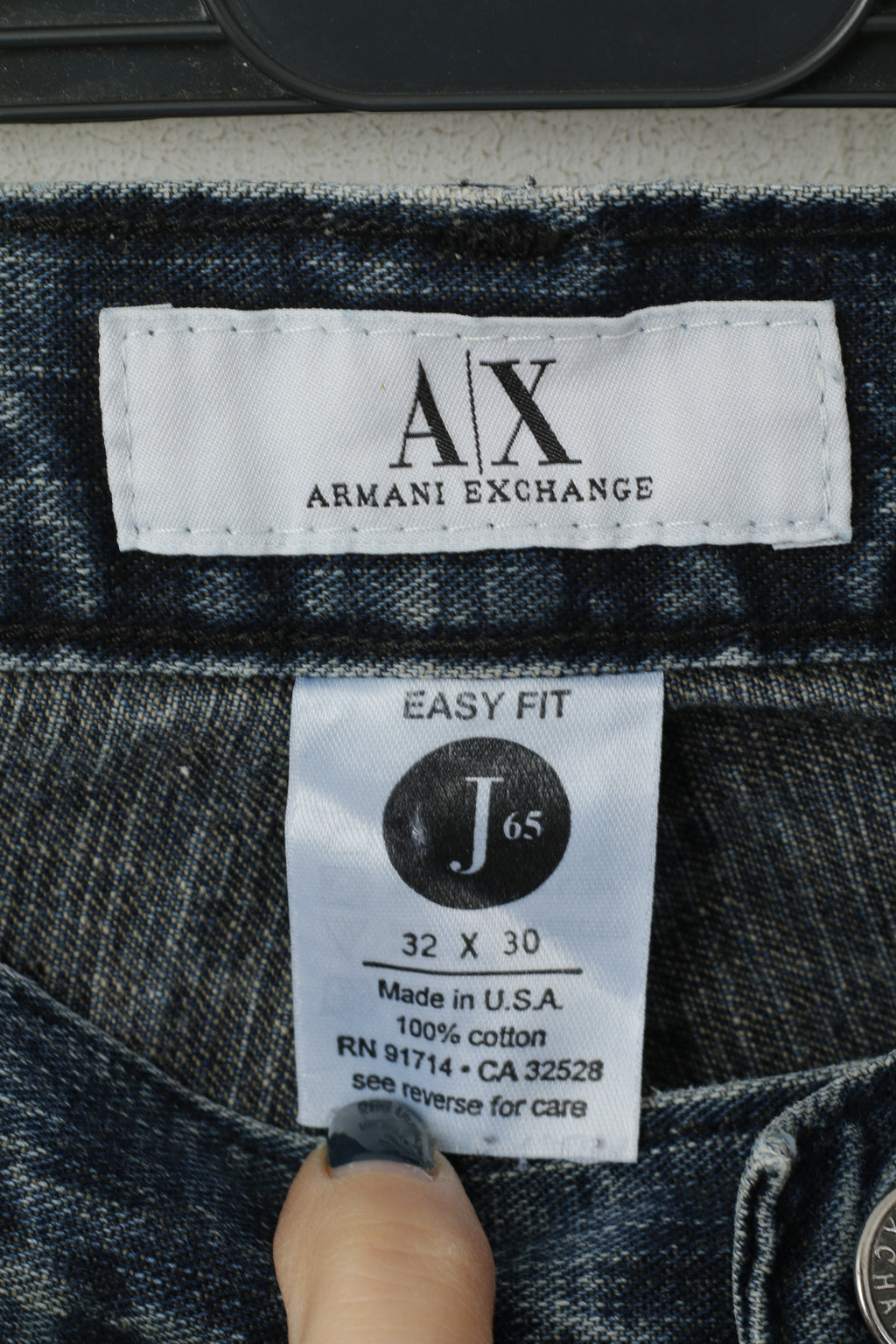 Armani Exchange Pantalon en jean 32 pour homme Pantalon droit en coton bleu marine AX Easy Fit