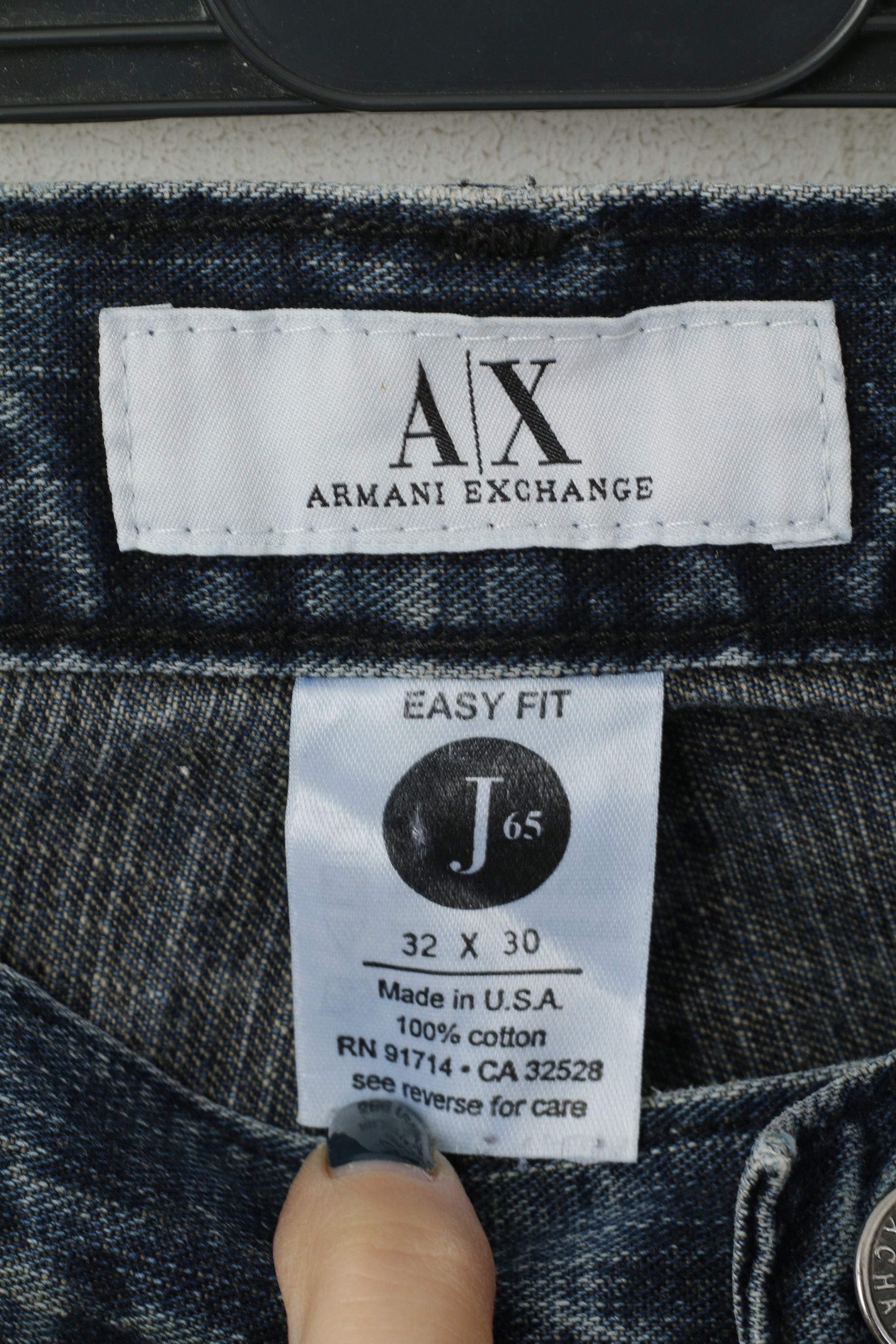 Armani Exchange Pantalon en jean 32 pour homme Pantalon droit en coton bleu marine AX Easy Fit