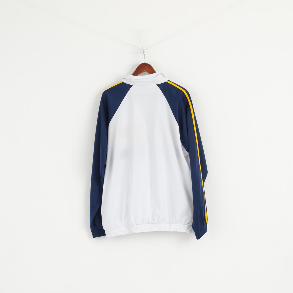 Feroti Sport Men XXL Sweatshirt White Navy Shiny Full Zipper Oldschool Retro Top
