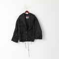 Sportalm Kitzbuhel by Dahan Femme 34 M Veste Noir Vintage Années 70 Épaulettes Panda Nylon Brillant Top
