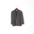 GMV Jeans Women M Blazer Purple Grey Check Vintage Single Breasted Jacket