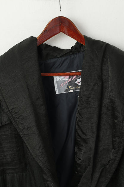 Sportalm Kitzbuhel by Dahan Women 34 M Jacket Black Vintage 70s Shoulder Pads Panda Nylon Shiny Top