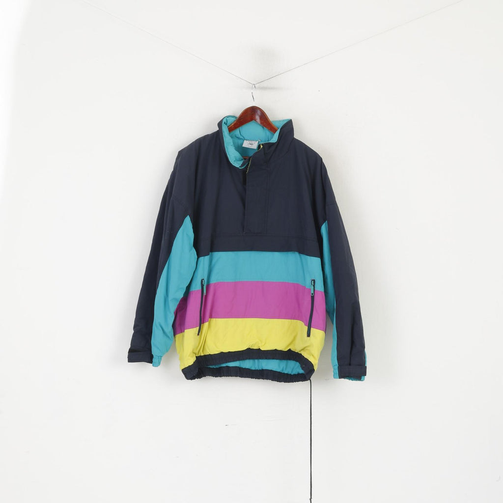 Puls H&amp;M Uomo 50 M Giacca pullover Blu scuro Vintage Zip Collo con cappuccio da sci Tasca a marsupio