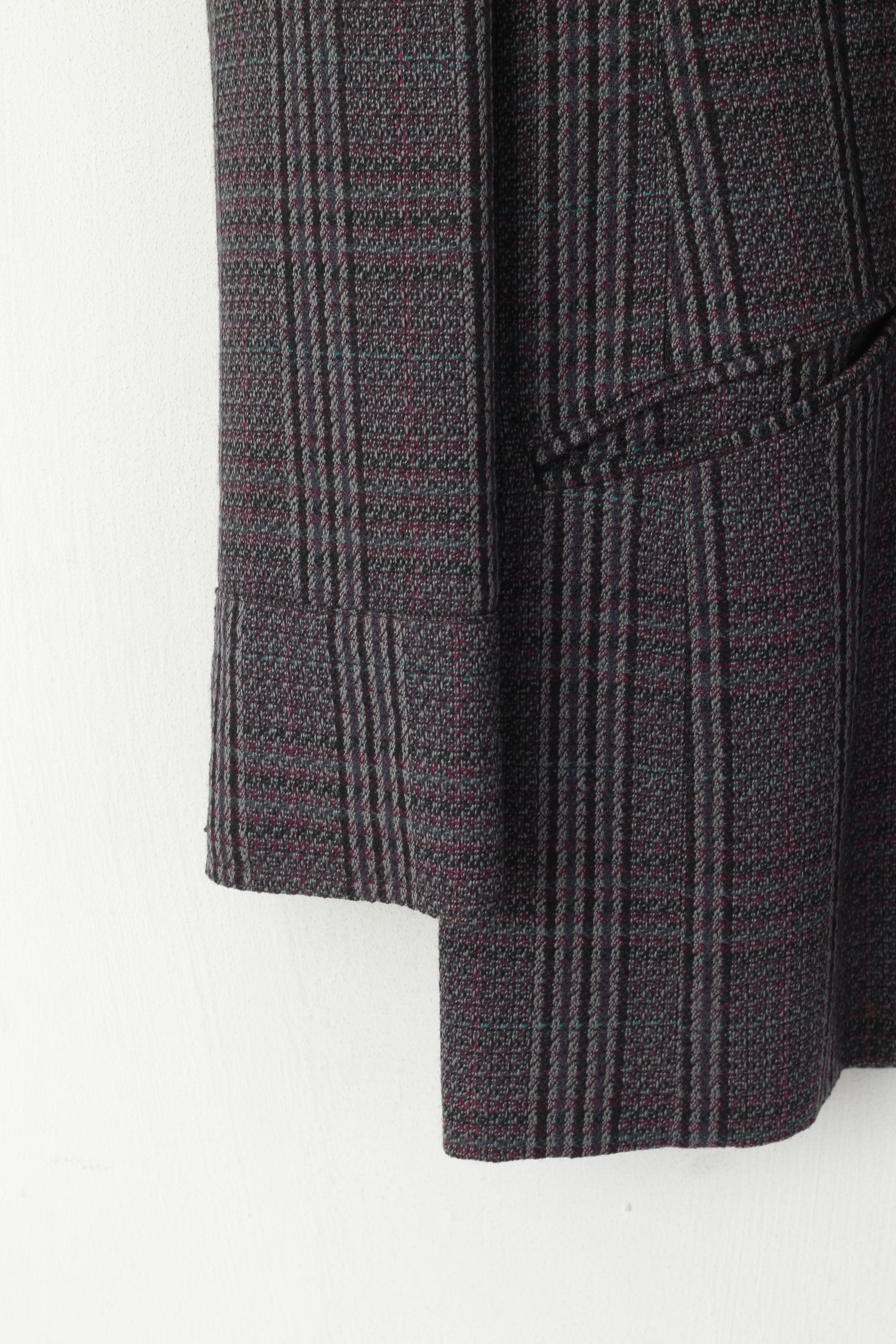 GMV Jeans Donna M Blazer Giacca monopetto vintage a quadri viola grigio