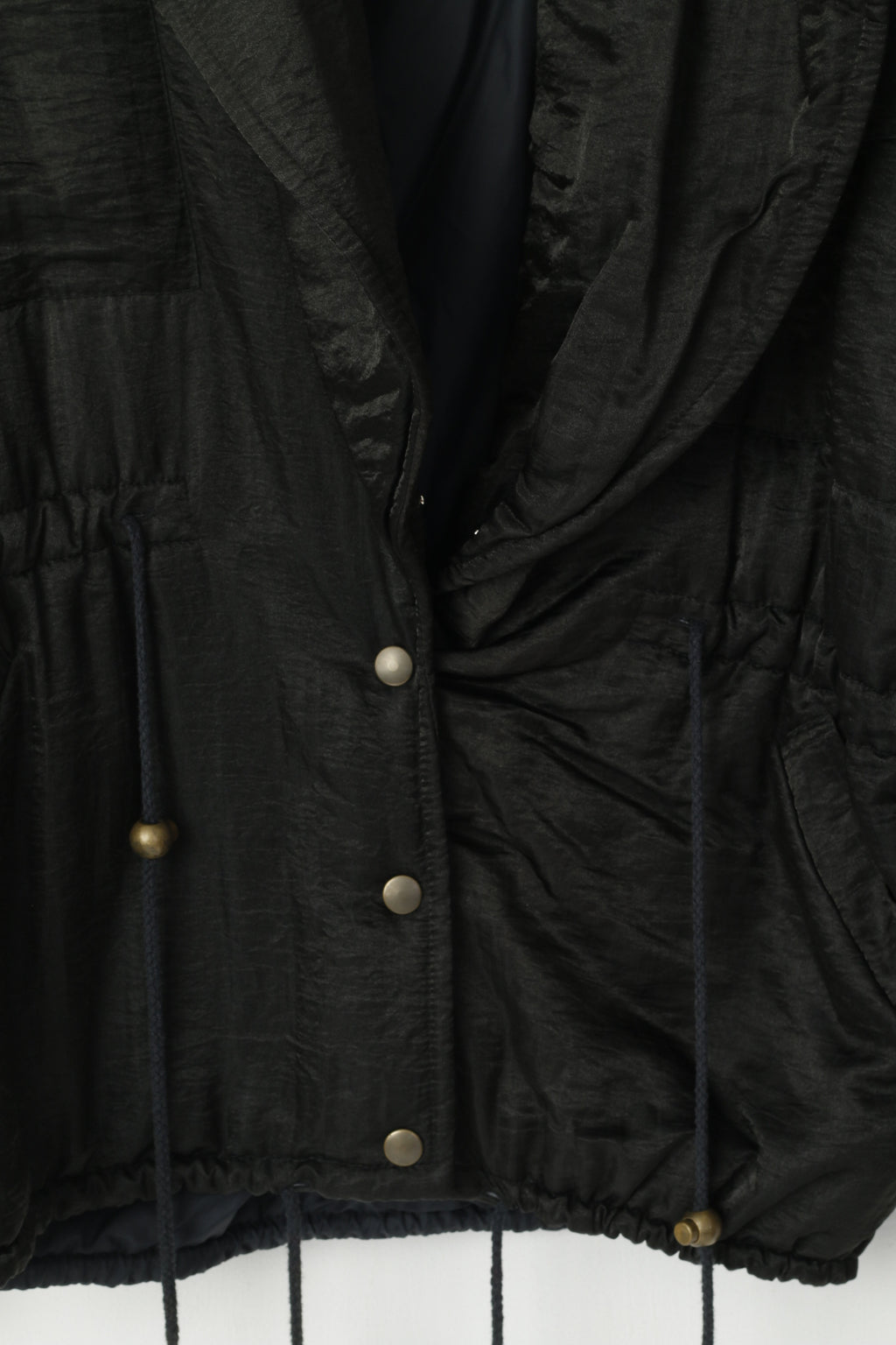 Sportalm Kitzbuhel by Dahan Women 34 M Jacket Black Vintage 70s Shoulder Pads Panda Nylon Shiny Top