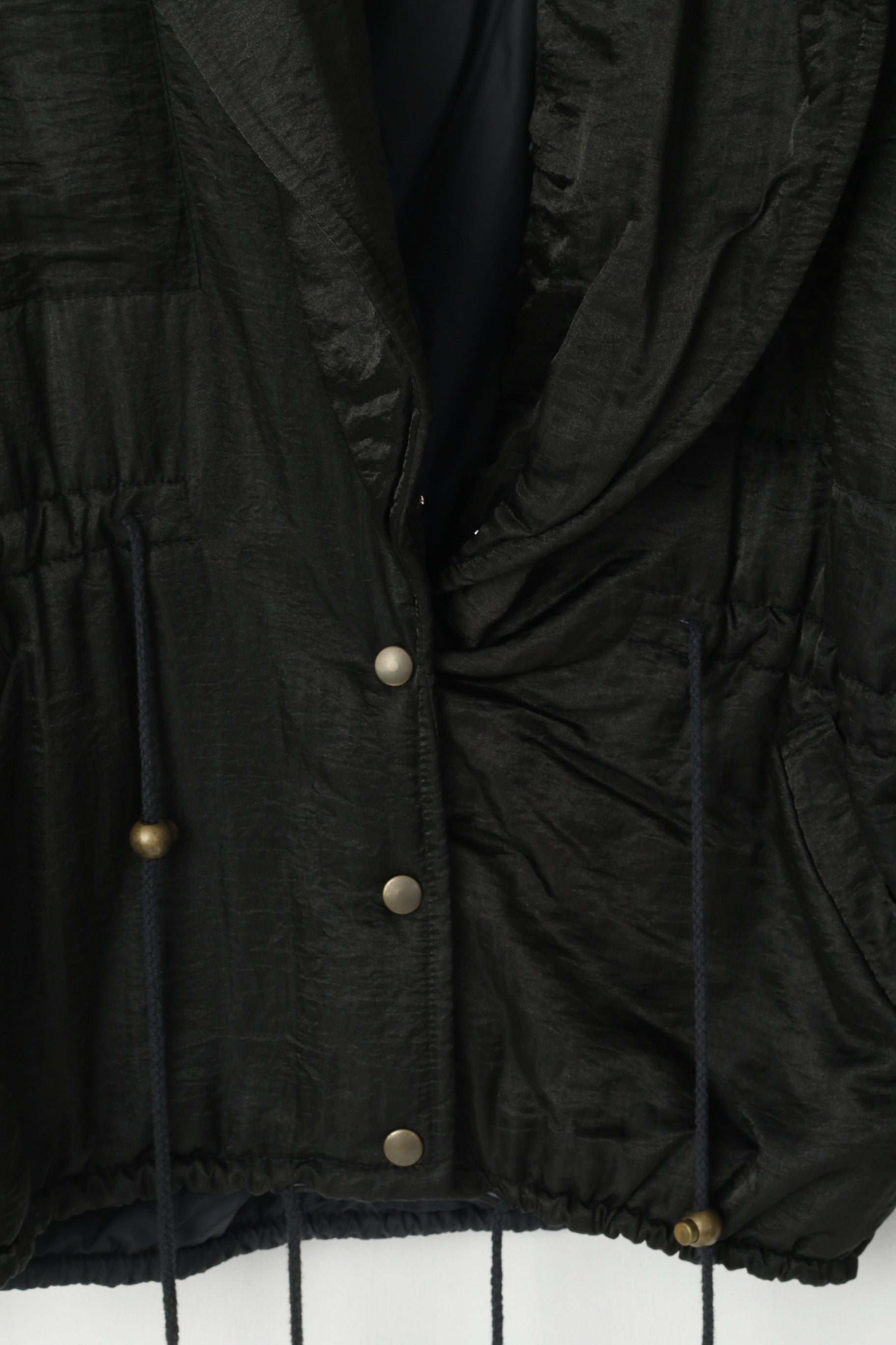 Sportalm Kitzbuhel by Dahan Women 34 M Jacket Black Vintage 70s Shoulder Pads Panda Nylon Shiny Top