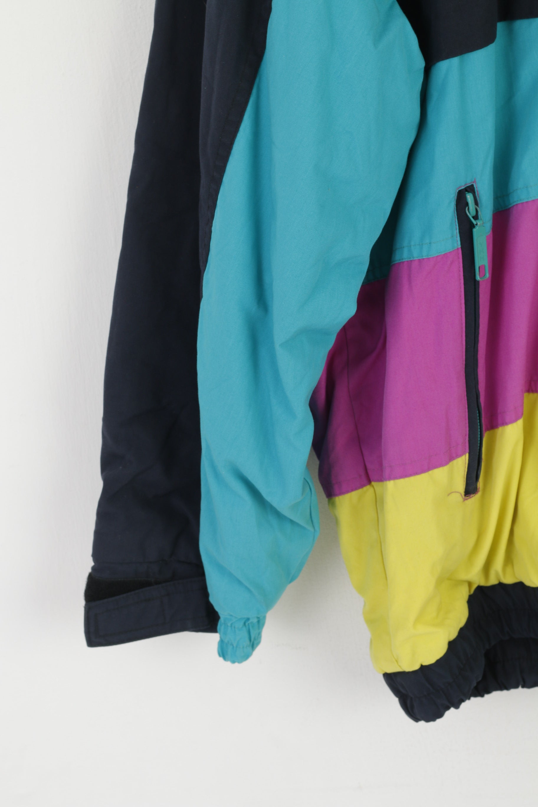 Puls H&amp;M Uomo 50 M Giacca pullover Blu scuro Vintage Zip Collo con cappuccio da sci Tasca a marsupio