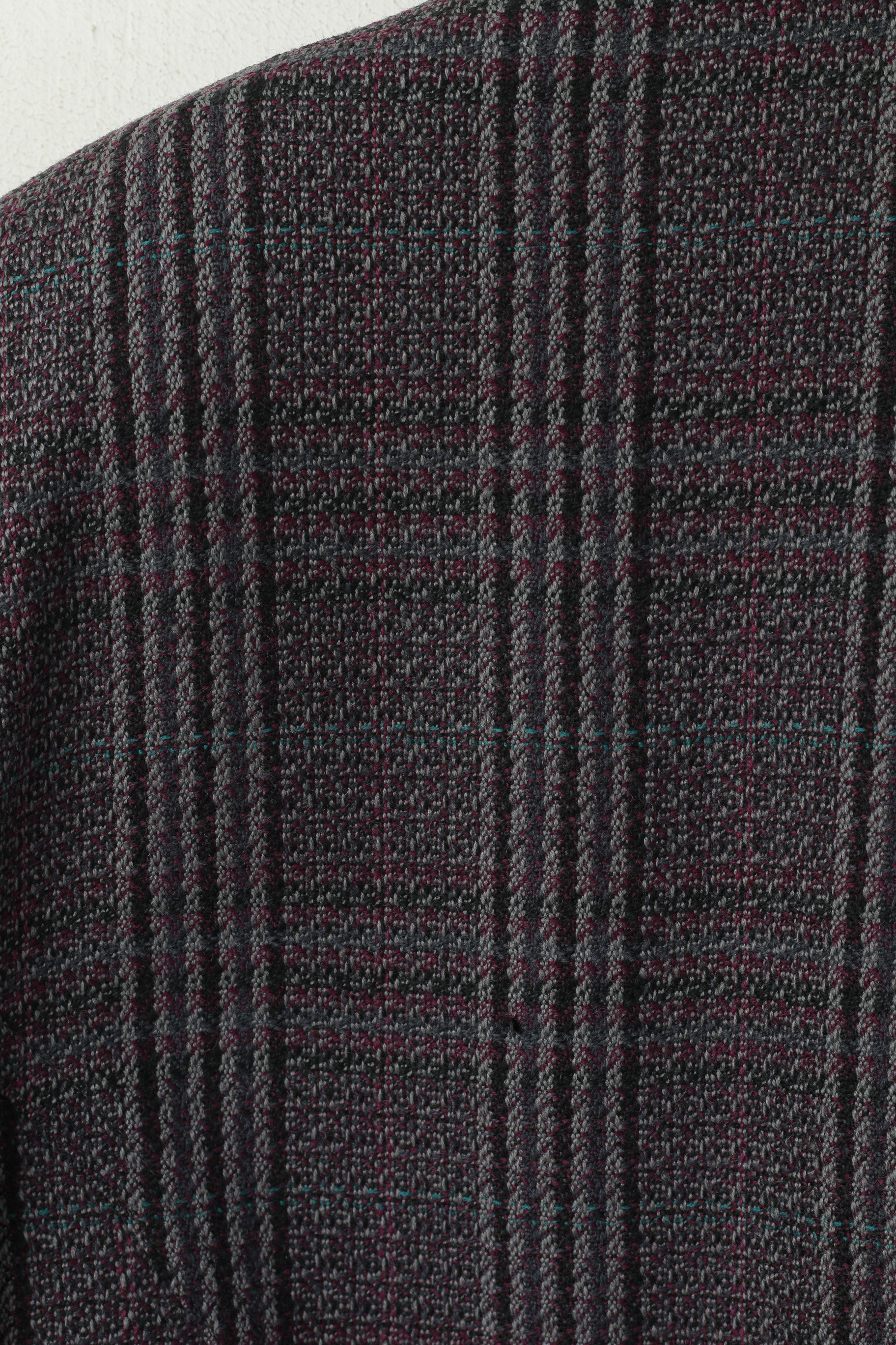 GMV Jeans Donna M Blazer Giacca monopetto vintage a quadri viola grigio