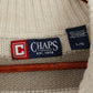 Chaps Men L Jumper Beige Striped 100% Cotton Zip Neck Classic Sweater Top