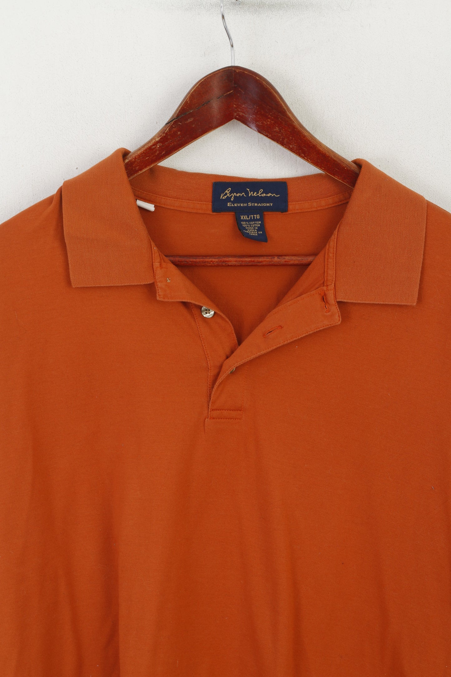 Byron Nelson Eleven Straight Mes XXL Polo Shirt Texas Orange Cotton Golf Top