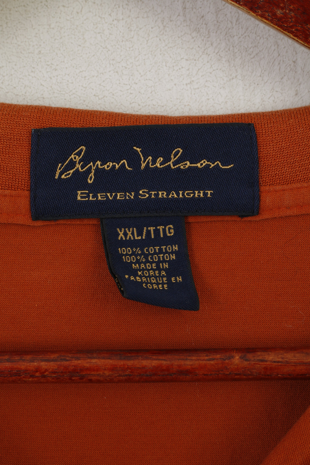 Byron Nelson Eleven Straight Mes XXL Polo Texas Orange Coton Golf Top