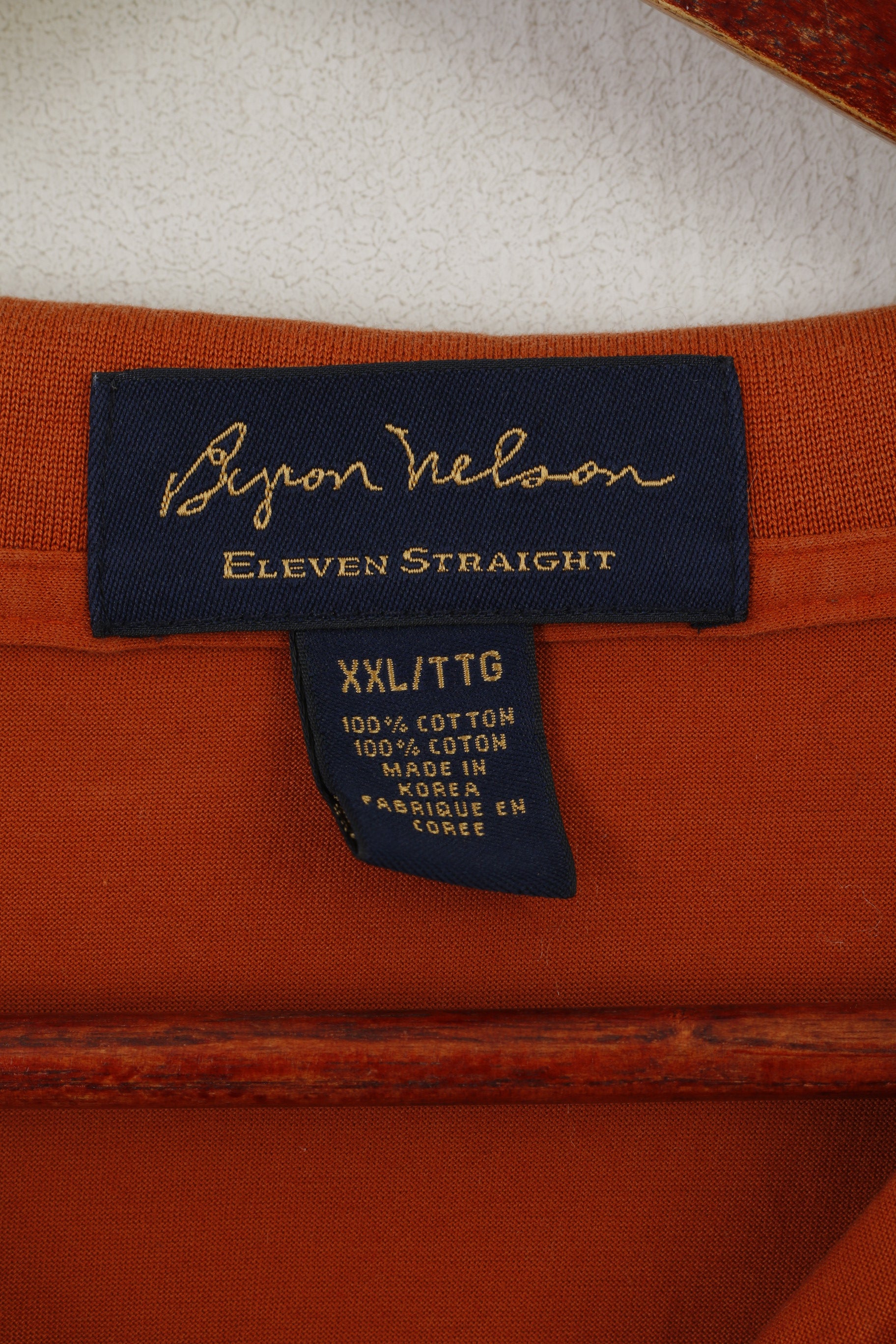 Byron Nelson Eleven Straight Mes XXL Polo Texas Orange Coton Golf Top