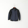 Giacca Norheim da ragazzo di 12 anni, parte superiore imbottita con cerniera impermeabile in nylon nero blu scuro