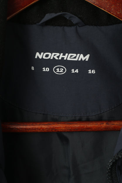 Giacca Norheim da ragazzo di 12 anni, parte superiore imbottita con cerniera impermeabile in nylon nero blu scuro