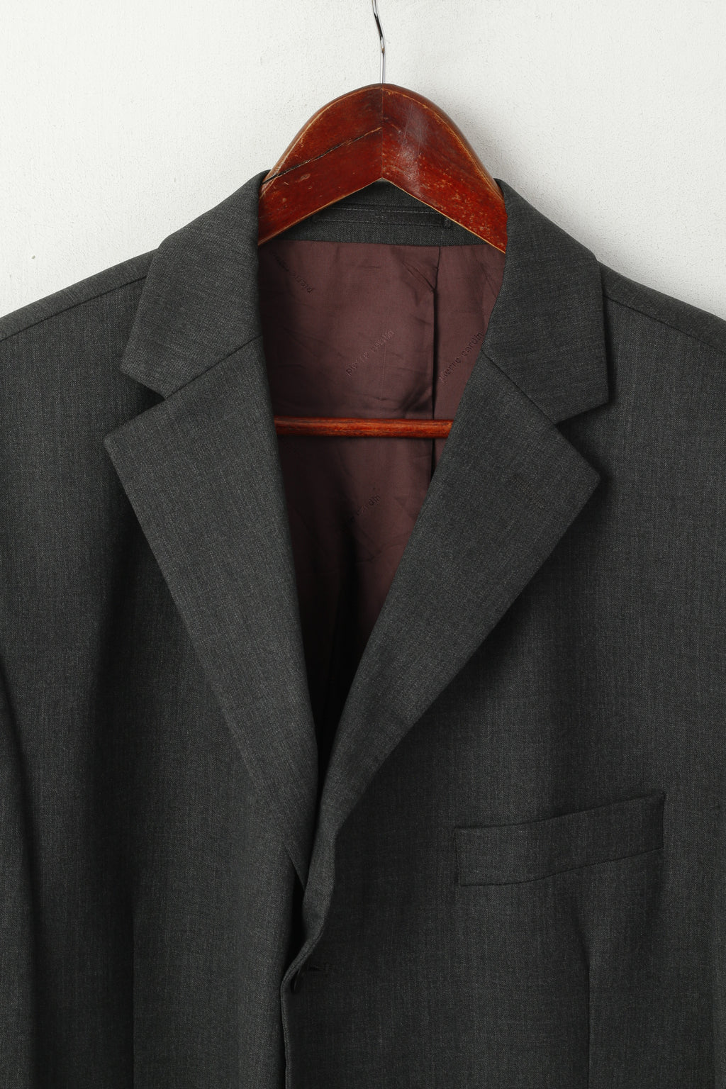 Pierre Cardin Uomo 44 Blazer lungo Spalline in lana carbone Giacca monopetto