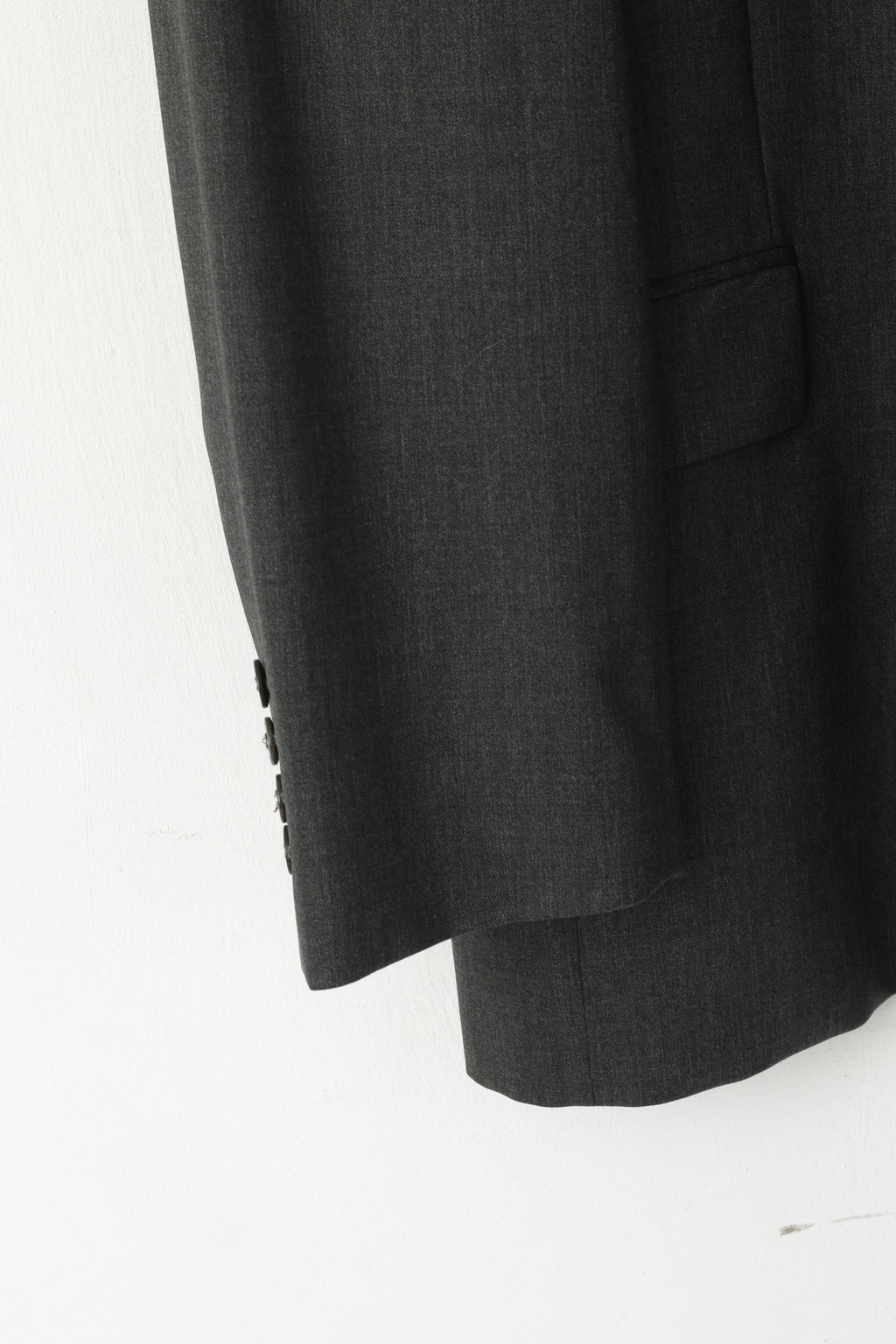 Pierre Cardin Uomo 44 Blazer lungo Spalline in lana carbone Giacca monopetto