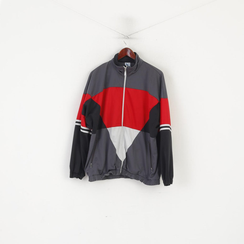 C&amp;A Rodeo Men 38/40 M Sweatshirt Gris Brillant Zip Up Vintage Retro Track Top