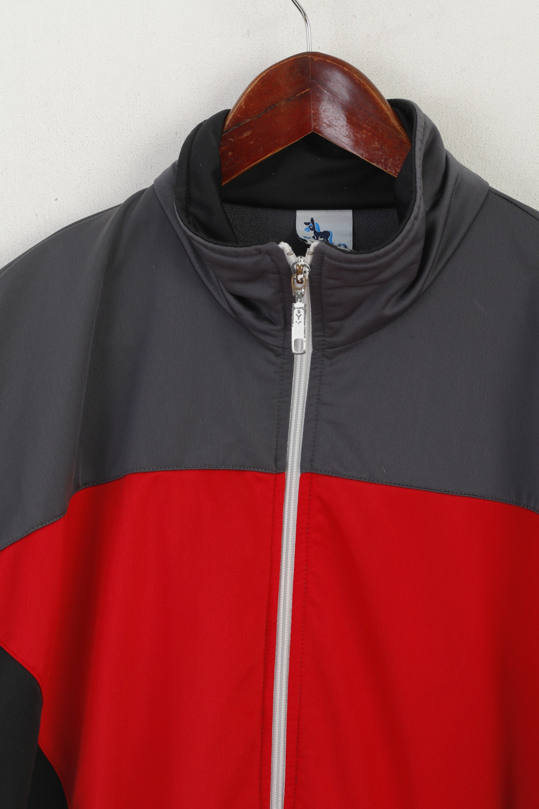 C&amp;A Rodeo Men 38/40 M Sweatshirt Gris Brillant Zip Up Vintage Retro Track Top