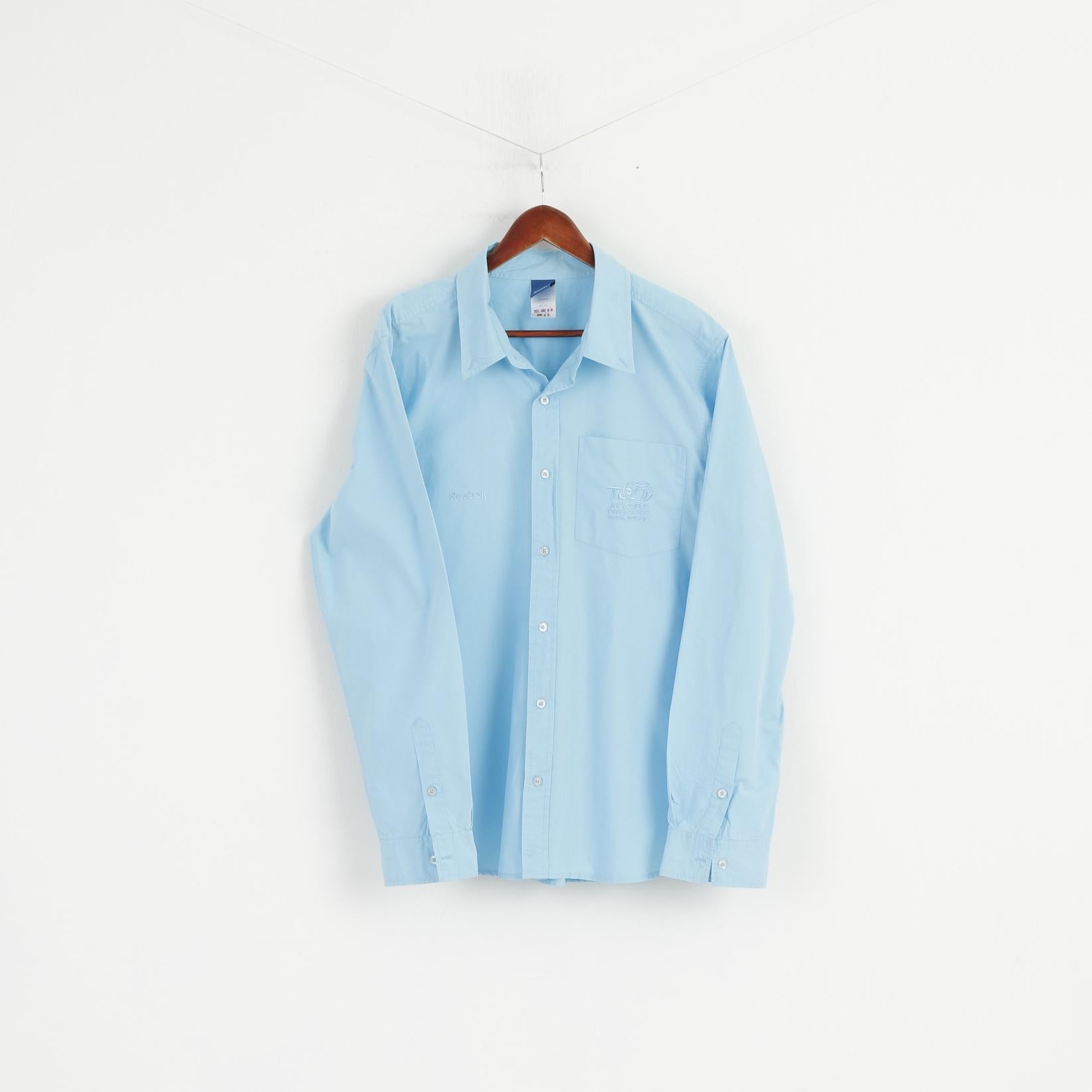 Reebok Hommes XL Chemise décontractée Bleu Coton ICC World Twenty 2009 England Cricket Haut à manches longues