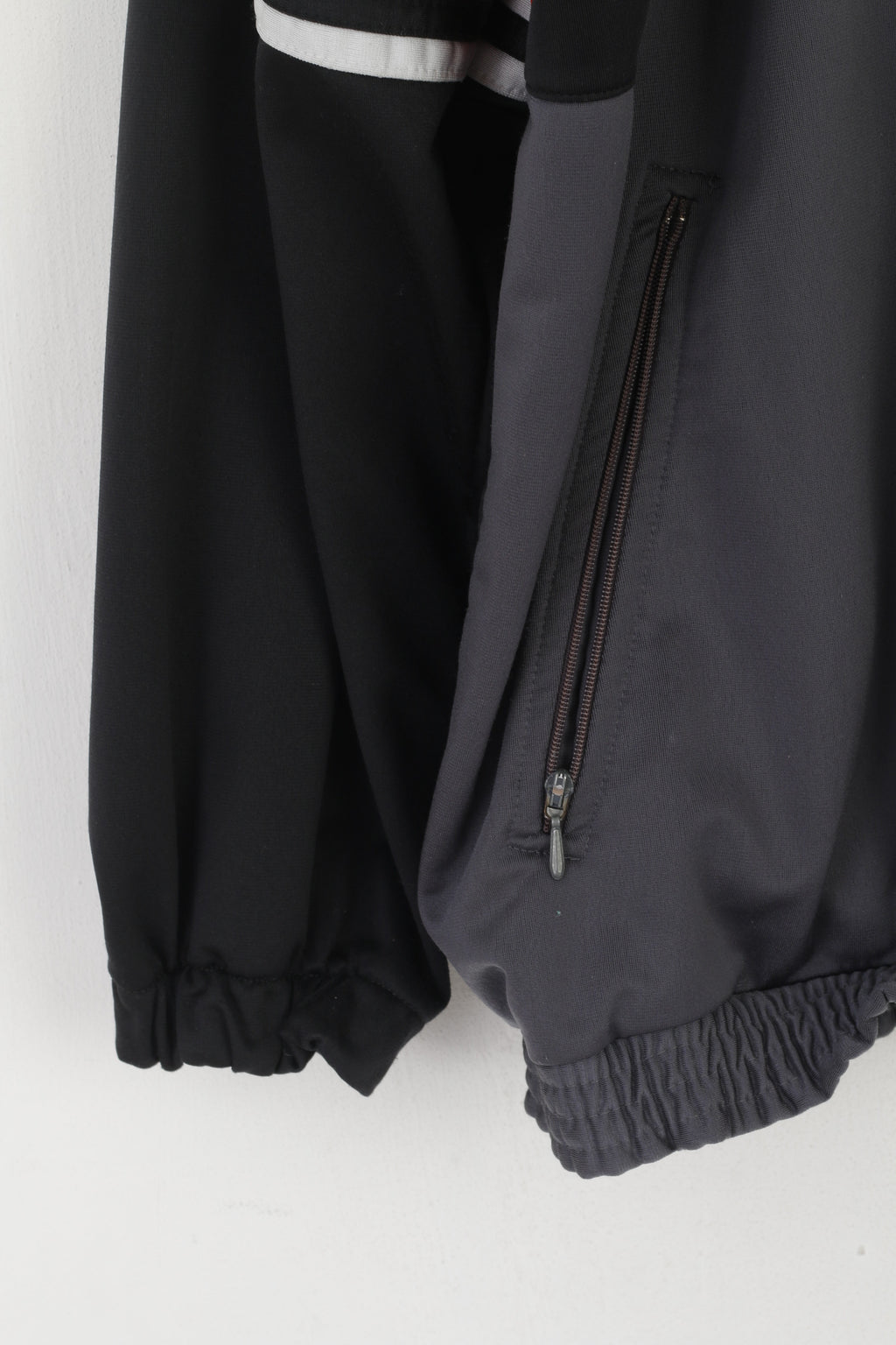 C&amp;A Rodeo Men 38/40 M Sweatshirt Gris Brillant Zip Up Vintage Retro Track Top