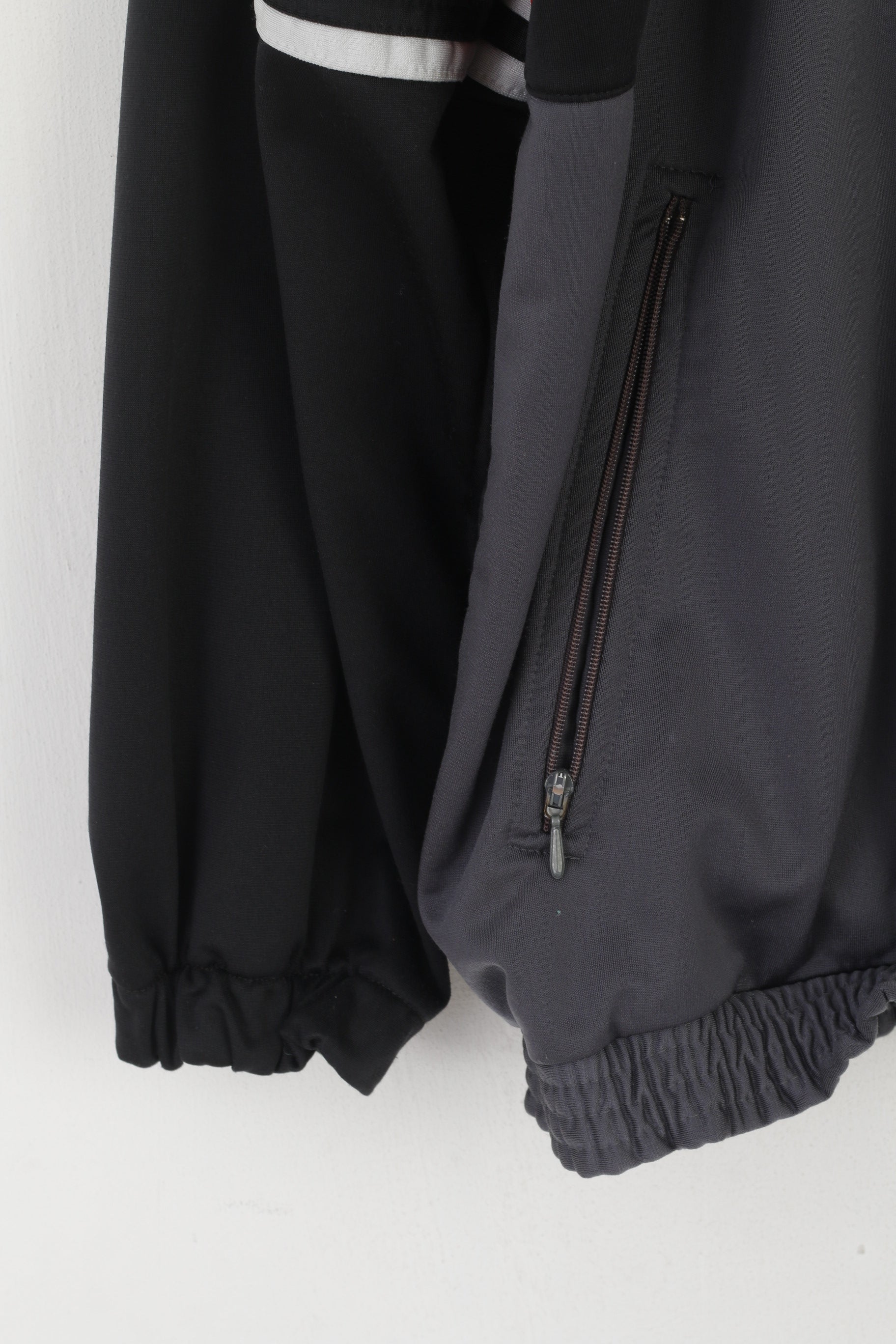 C&amp;A Rodeo Men 38/40 M Sweatshirt Gris Brillant Zip Up Vintage Retro Track Top