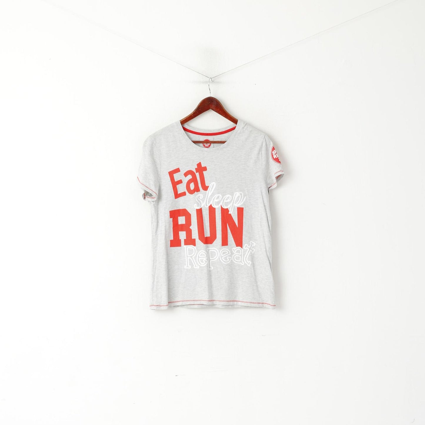 Sport Relief 2016 Camicia da donna 18 XL in cotone grigio Eat Sleep Run Sport Top