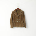 Vintage Women 40 M Jacket Green Leather Suede Classic Buttoned Pockets Biker Top