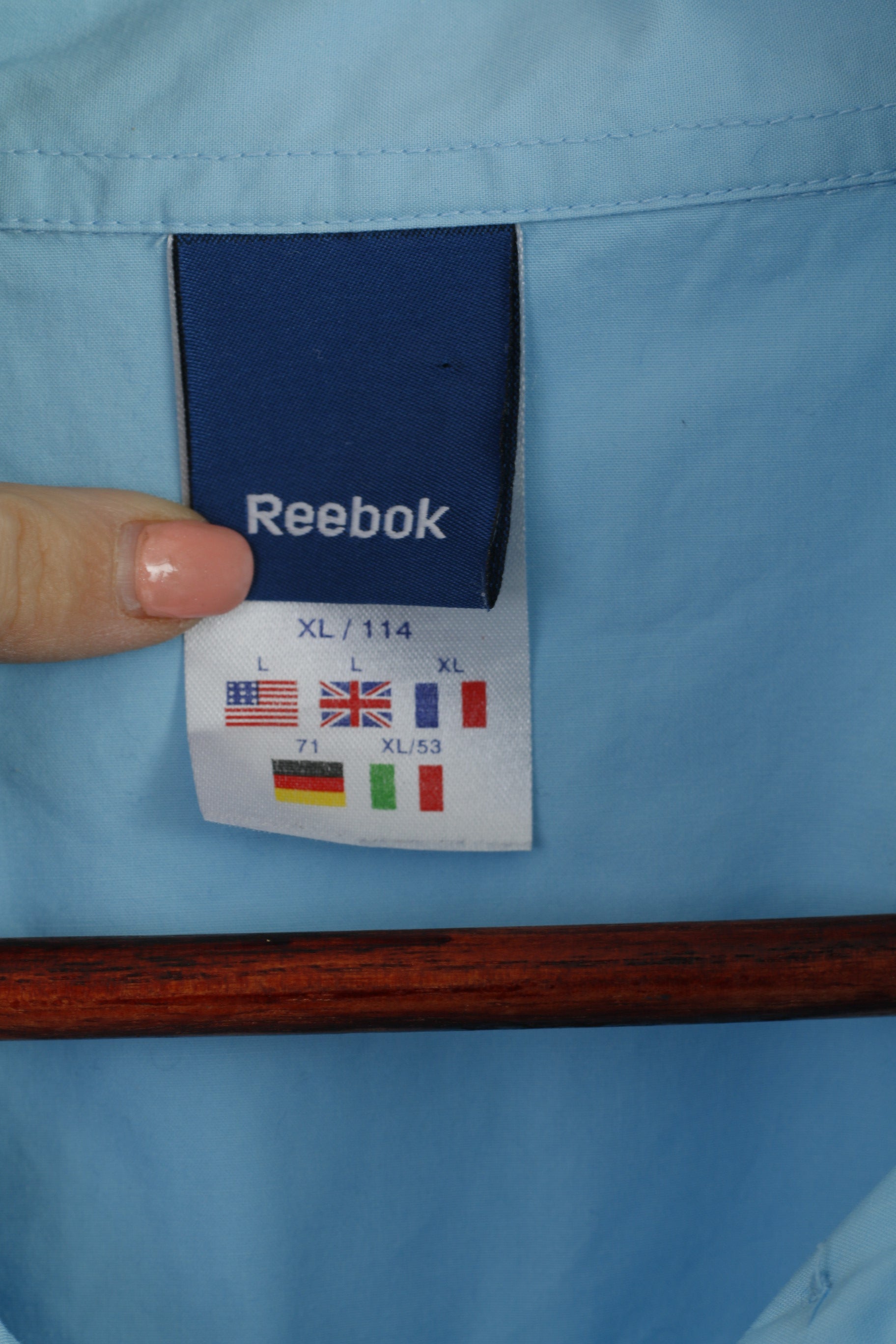 Reebok Hommes XL Chemise décontractée Bleu Coton ICC World Twenty 2009 England Cricket Haut à manches longues