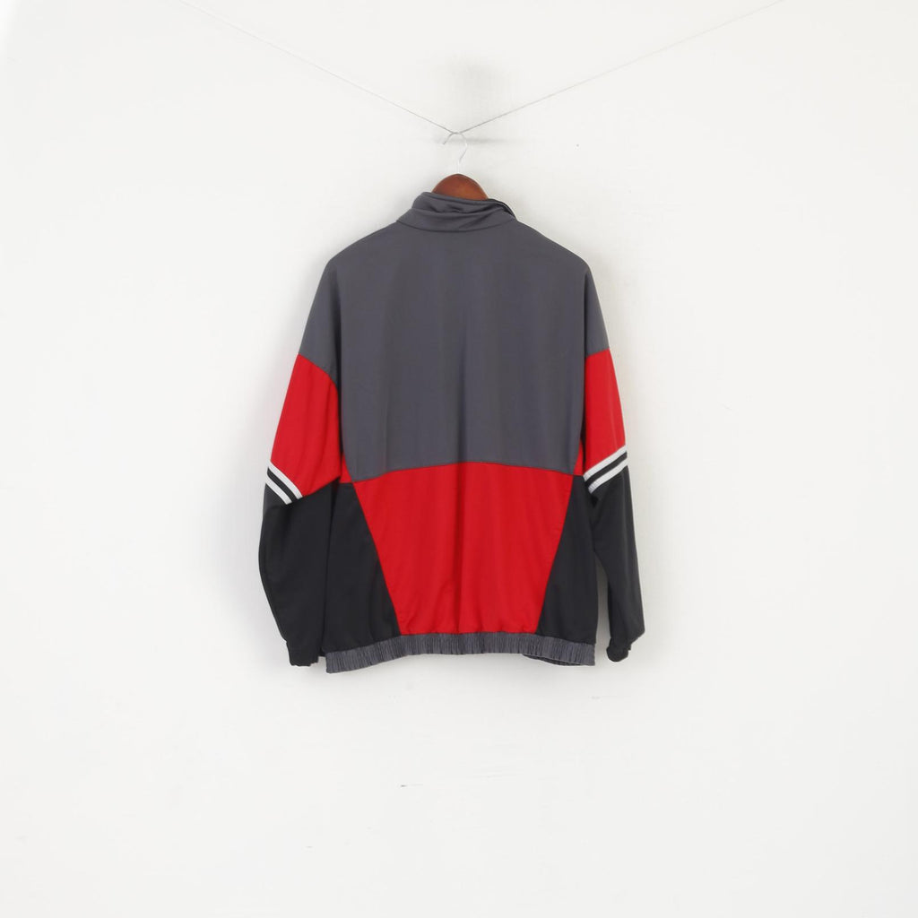 C&amp;A Rodeo Men 38/40 M Sweatshirt Gris Brillant Zip Up Vintage Retro Track Top