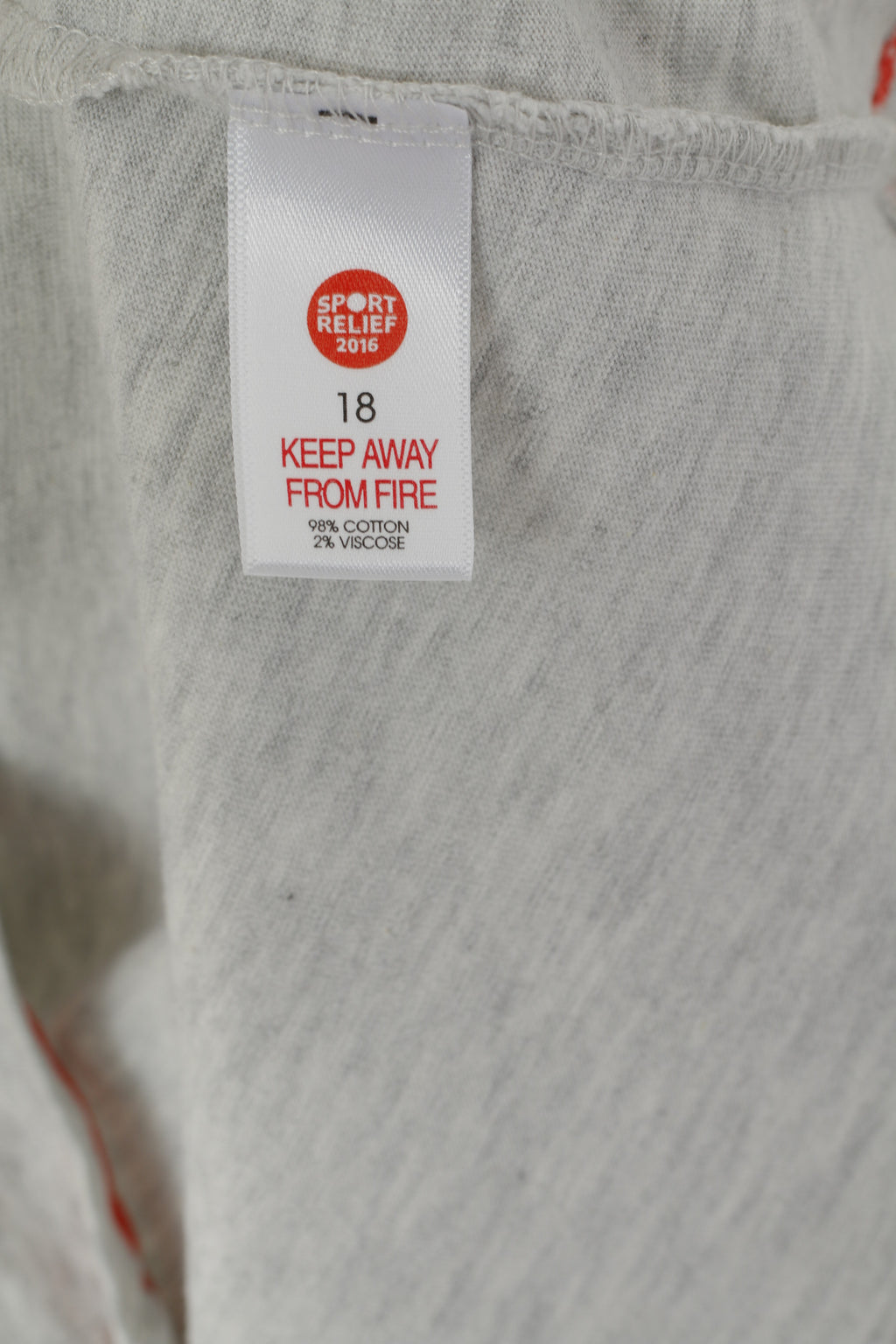 Sport Relief 2016 Camicia da donna 18 XL in cotone grigio Eat Sleep Run Sport Top