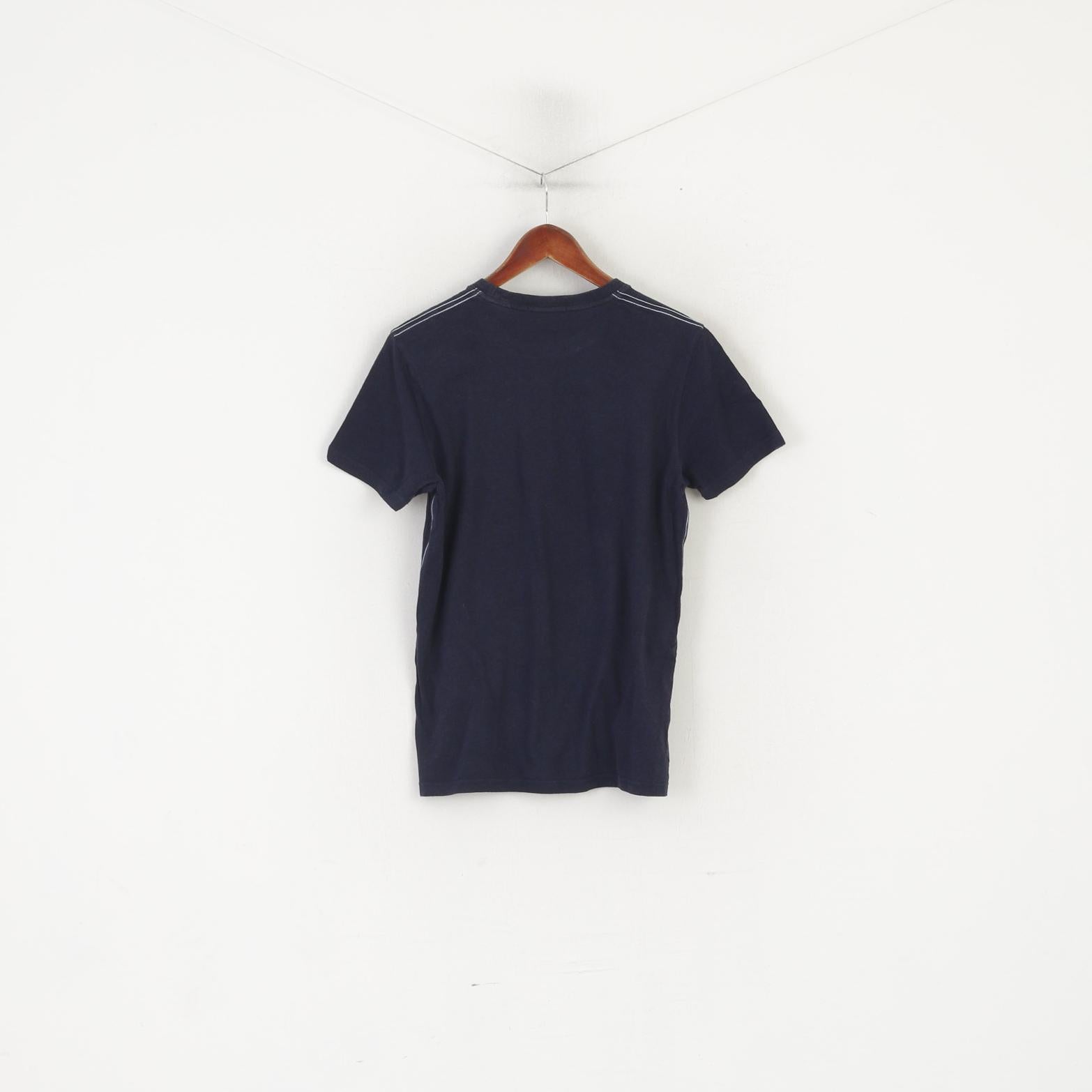 Fred Perry Men S Shirt Navy Cotton Plain Crew Neck Logo Classic Top