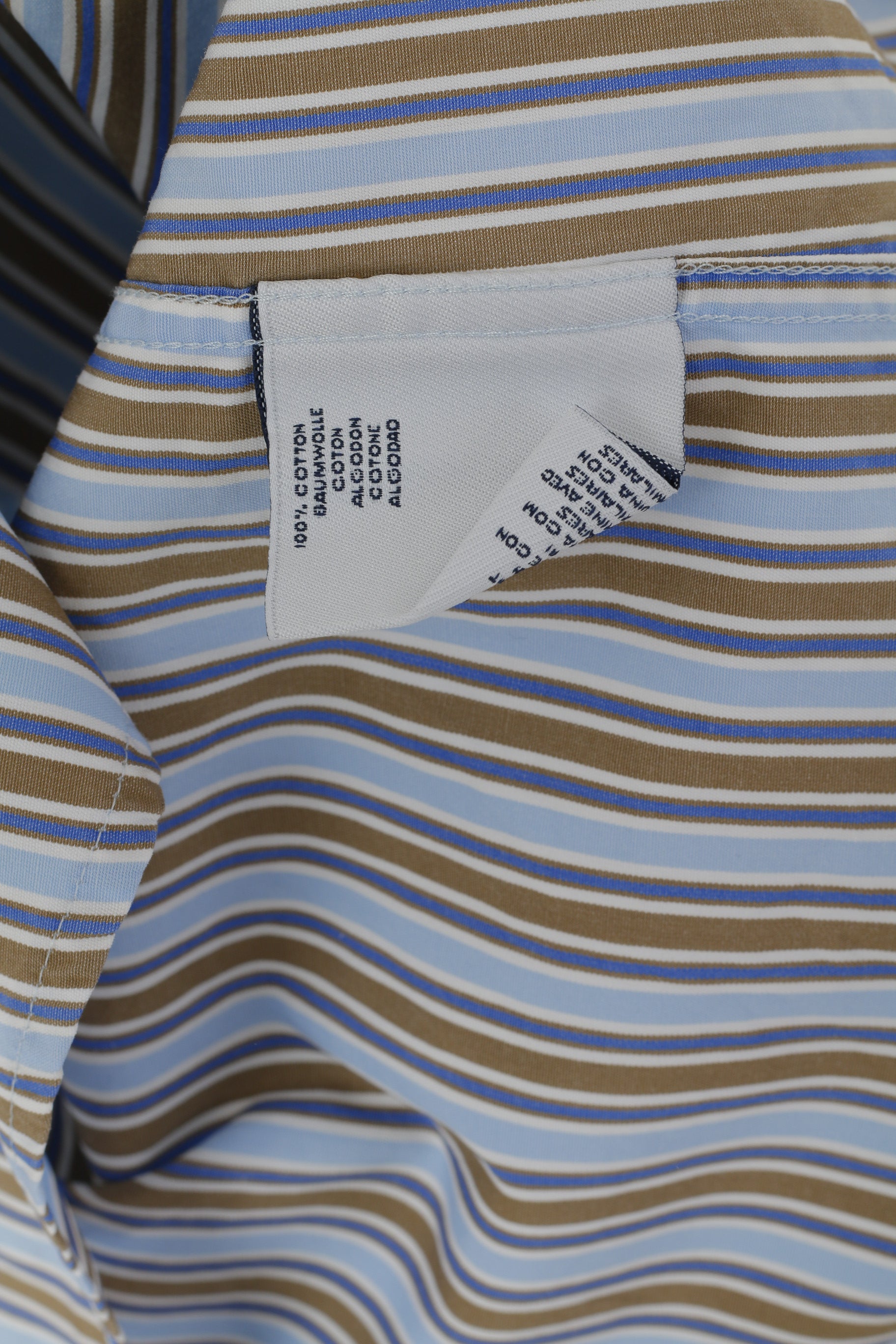 GANT Men L Casual Shirt Blue Striped Cotton Regular Fit Liberty Bell Poplin Top