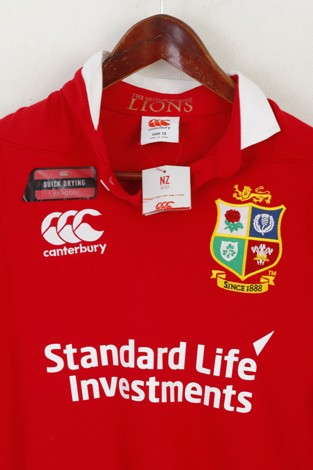 New Canterbury Boys 12 Age Polo Shirt Red The British & Irish Lions Rugby Top
